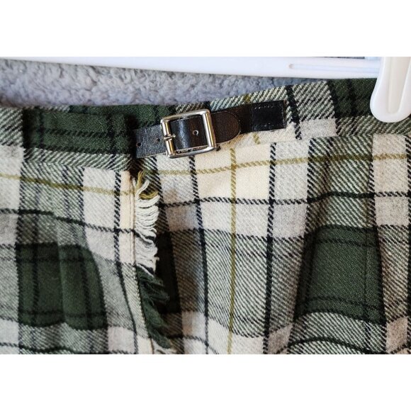 O’Neil Of Dublin Womens 100% Pure Wool Pleated Skirt Kilt White/Green Plaid 10 - Picture 3 of 13